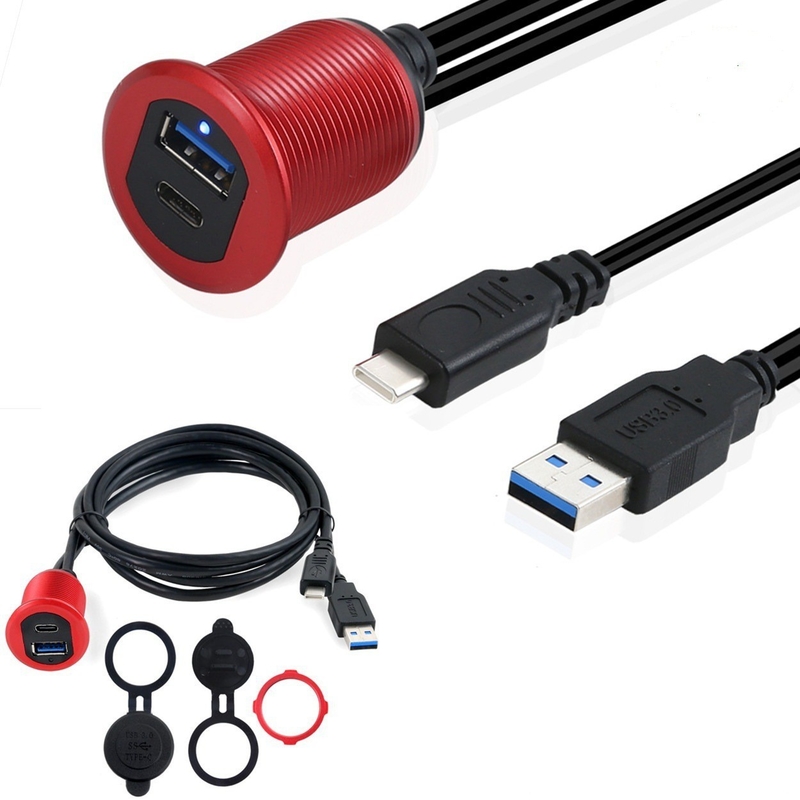 USB 3.0 플러시 마운트 연장 케이블 2M 자동차 대시보드 패널 USB 유형