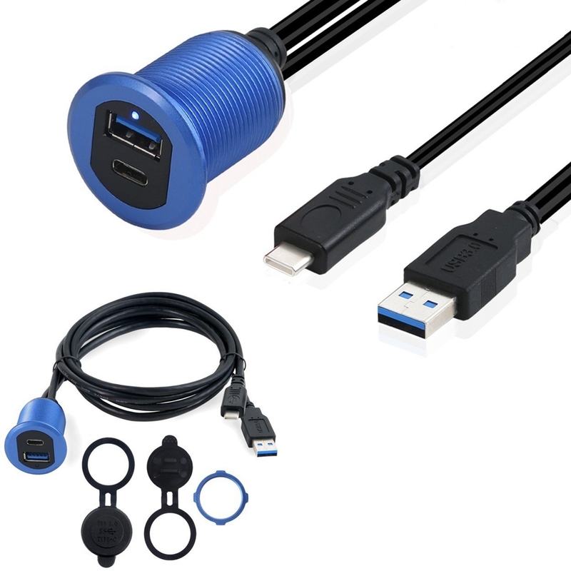 USB 3.0 플러시 마운트 연장 케이블 2M 자동차 대시보드 패널 USB 유형