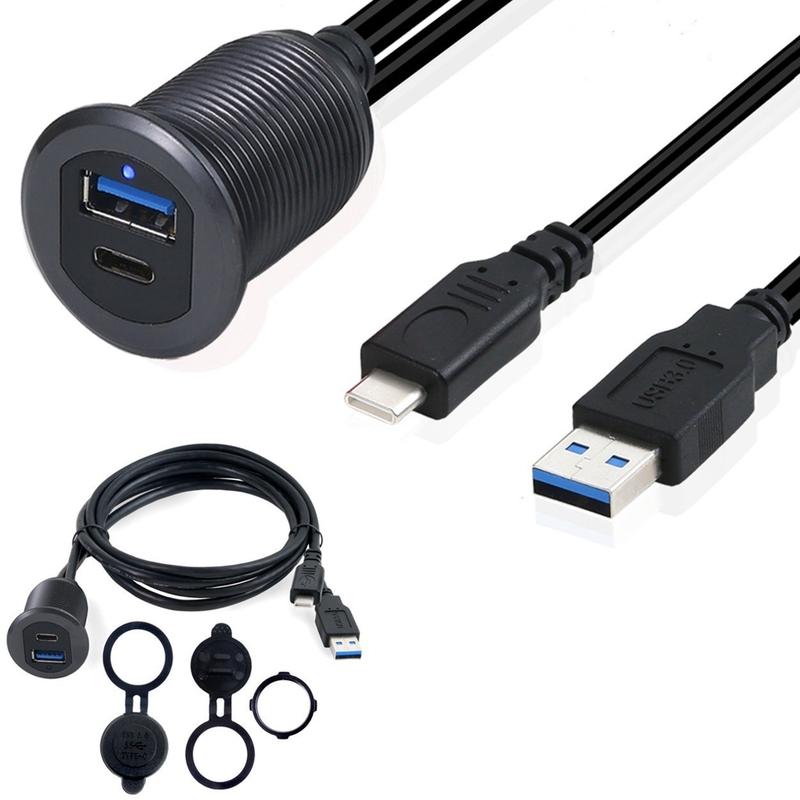 USB 3.0 플러시 마운트 연장 케이블 2M 자동차 대시보드 패널 USB 유형