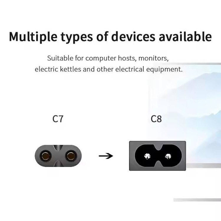 양질의 순수한 구리 120V 18 Awg 2pin C7 확장 라인 Spt-2 흰색 AC 전원 전선 5FT 2 Prong 가정용 가전 랩