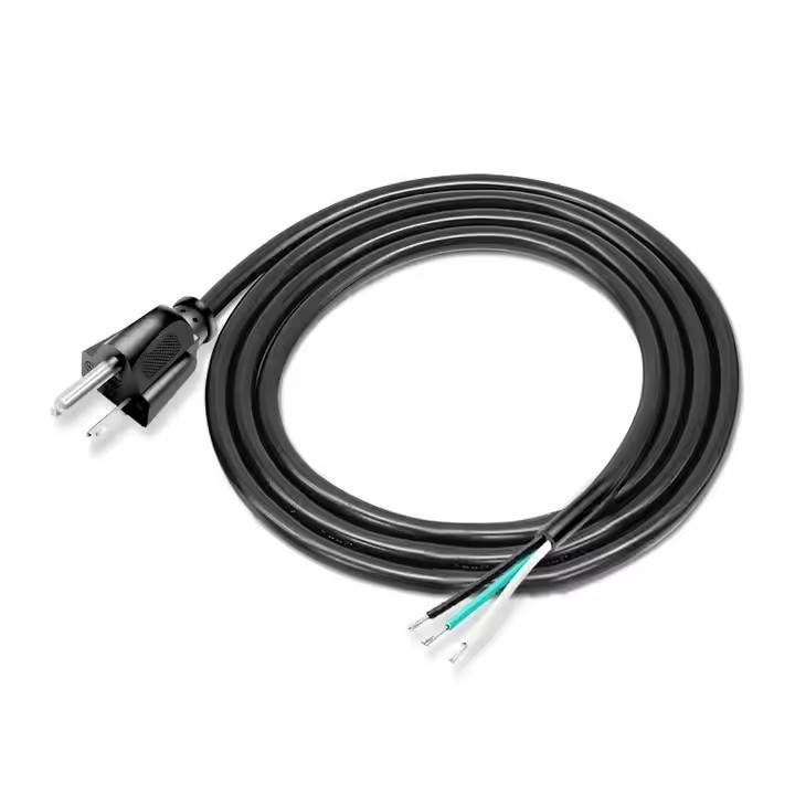 고품질의 미국식 전원 케이블 3핀 검은 PVC 3톱 순수한 구리 스팟 18awg 1.5미터 5피트 벗겨지고 집용 캔