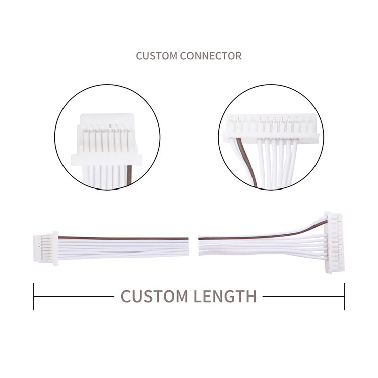 공장 0.80mm 8 핀 PVC LVDS 케이블 집합 배열 JST SHR-08V-S-B