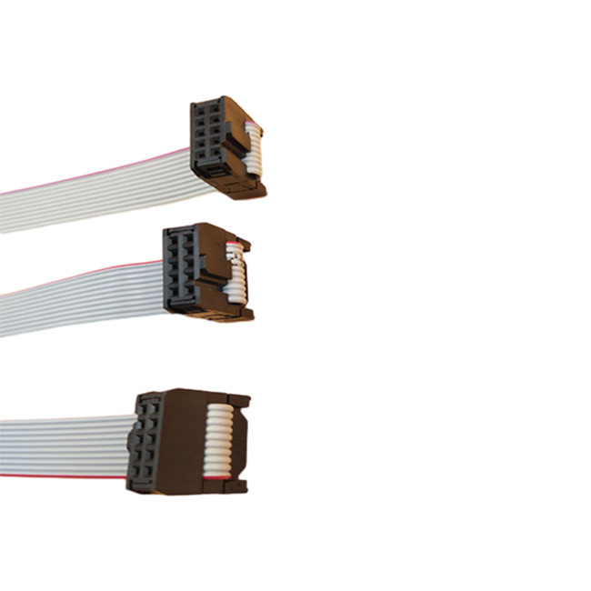 주름 공구 IDC 10 Pin 2.54mm 피치 암 커넥터를 가진 편평한 리본 케이블 어셈블리
