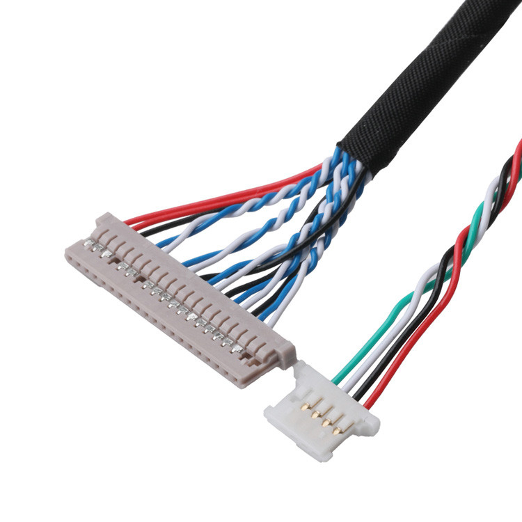 LVDS 케이블 커넥터 DF14-20P-1.25H에서 PH2.0-6P 커넥터 및 DH2.0-T 터미널로 신호 데이터 전송