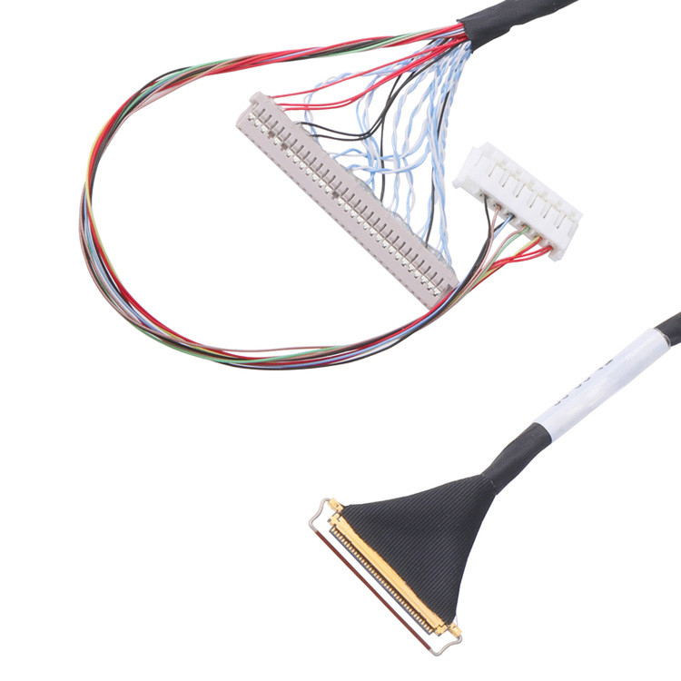 수평 짝짓기 유형 마이크로 코아시얼 커넥터 사용자 정의 40 핀 Lvds 케이블 집합 0.5mm 피치 Lcd Lvds 케이블