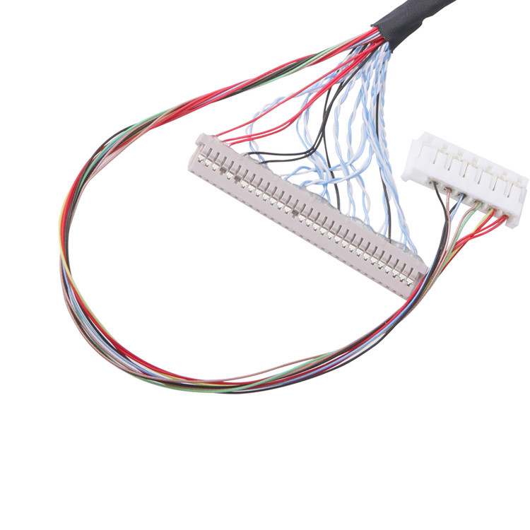 수평 짝짓기 유형 마이크로 코아시얼 커넥터 사용자 정의 40 핀 Lvds 케이블 집합 0.5mm 피치 Lcd Lvds 케이블