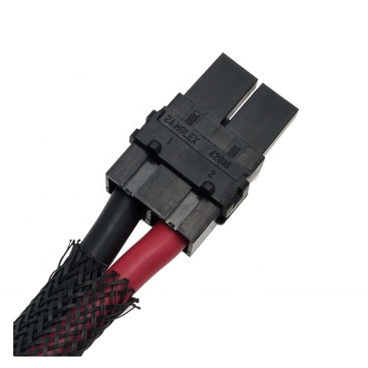 Molex 428160212 2핀 10MM 피치 커넥터 및 8 AWG 케이블을 사용한 맞춤형 와이어 하네스