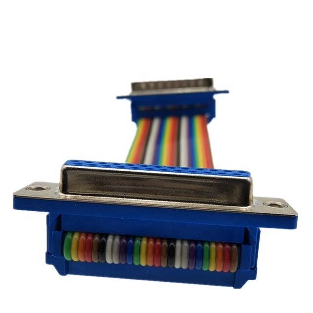 25핀 금도금 D-Sub 커넥터, 맞춤 길이 플랫 리본 케이블 및 IDC 크림프 커넥터