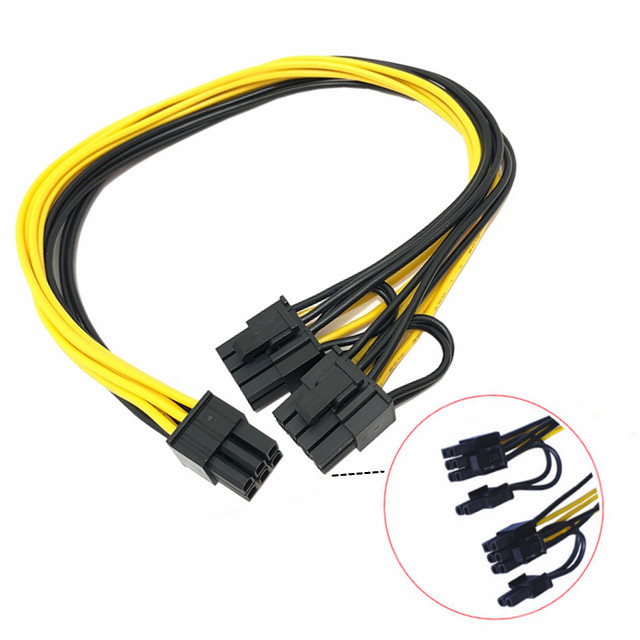 이중 8pin 남성 Gpu 고압선 쪼개는 도구 18awg 100MM 20CM에 Pcie 6pin 남성