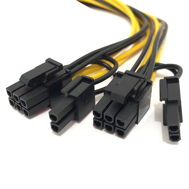 이중 8pin 남성 Gpu 고압선 쪼개는 도구 18awg 100MM 20CM에 Pcie 6pin 남성