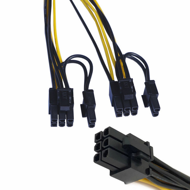 이중 8pin 남성 Gpu 고압선 쪼개는 도구 18awg 100MM 20CM에 Pcie 6pin 남성