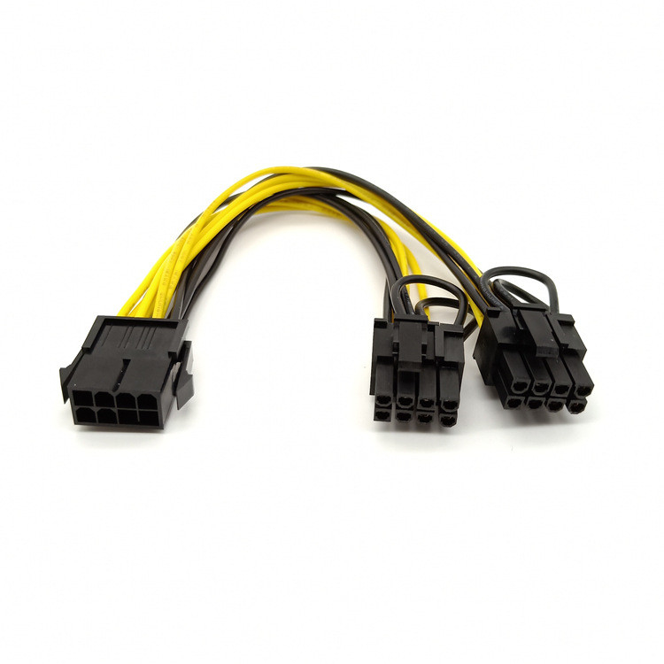 Pcie 8pin 여성-듀얼 pcie 6 2pin 남성 vga 분배기 전원 변환기 케이블 18awg 20cm 그래픽 gpu 비디오 카드